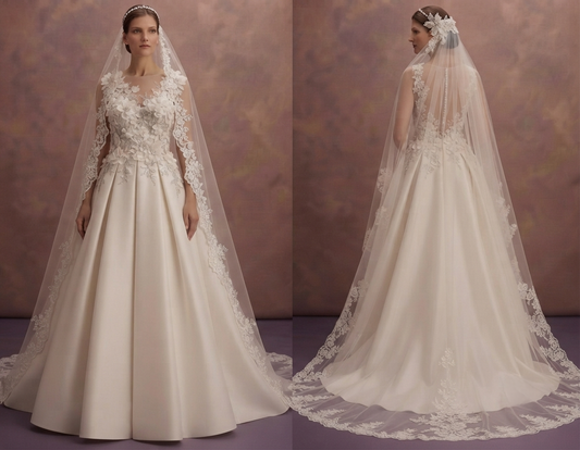 Elegant Bridal Dresses with Flowing Cathedral Veils