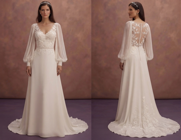 Elegant Bridal Dresses with Flowing Chiffon Sleeves