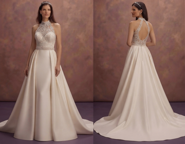 Elegant Bridal Dresses with Flowing Silk Overskirts