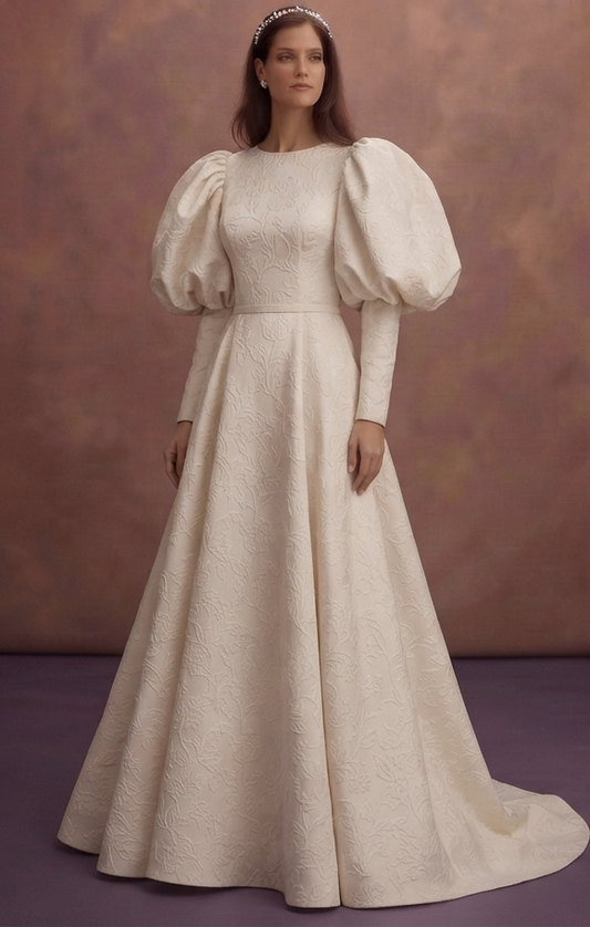 Elegant Bridal Gowns with Dramatic Puff Sleeves
