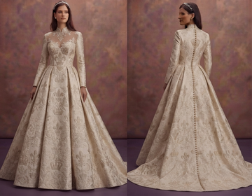 Elegant Brocade Wedding Dresses with Royal-Inspired Elegance