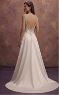 Elegant Cowl Neck Wedding Dresses in Satin