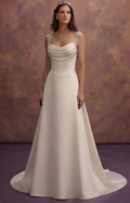 Elegant Cowl Neck Wedding Dresses in Satin