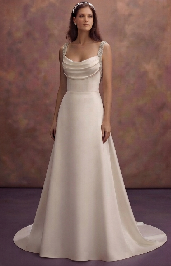 Elegant Cowl Neck Wedding Dresses in Satin