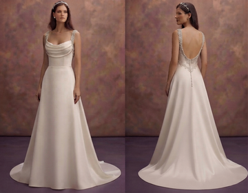 Elegant Cowl Neck Wedding Dresses in Satin
