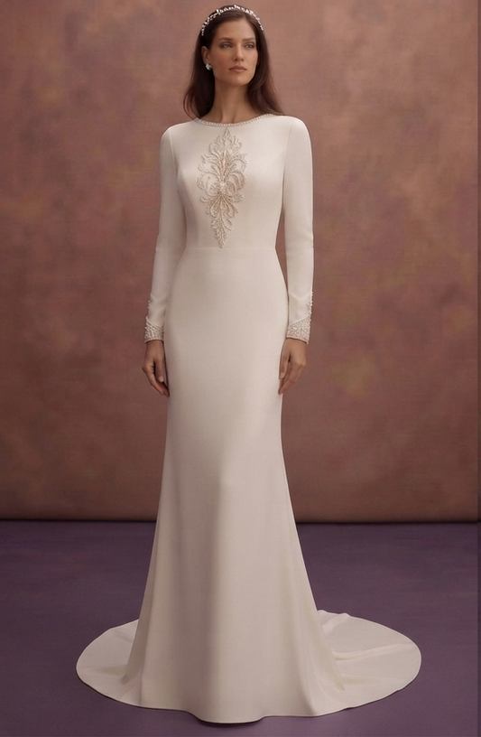 Elegant Crepe Column Wedding Dresses for Modern Brides