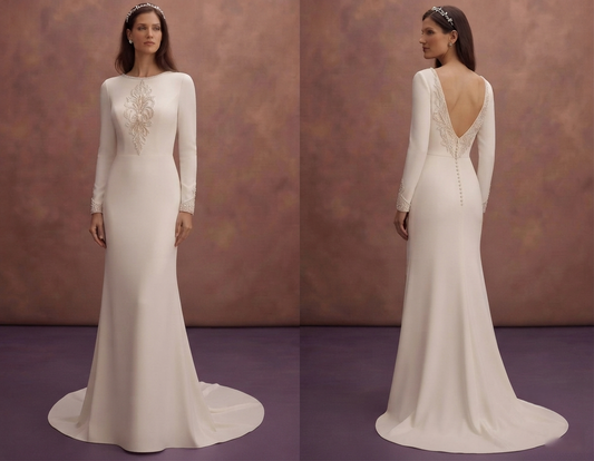 Elegant Crepe Column Wedding Dresses for Modern Brides