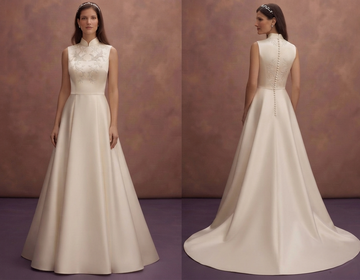 Elegant Duchess Satin Bridal Gowns with Cathedral Trains