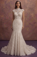 Elegant Mermaid Bridal Dresses with Lace Overlay