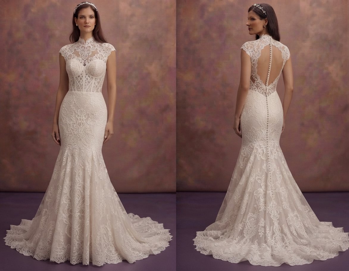Elegant Mermaid Bridal Dresses with Lace Overlay