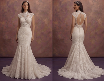 Elegant Mermaid Bridal Dresses with Lace Overlay