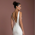 Elegant Mermaid Wedding Dress Short V-Neck Backless Satin Bridal