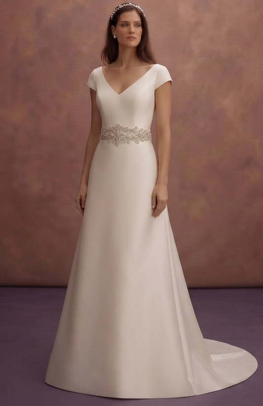 Elegant Wedding Dresses with Crystal Waist Sashes
