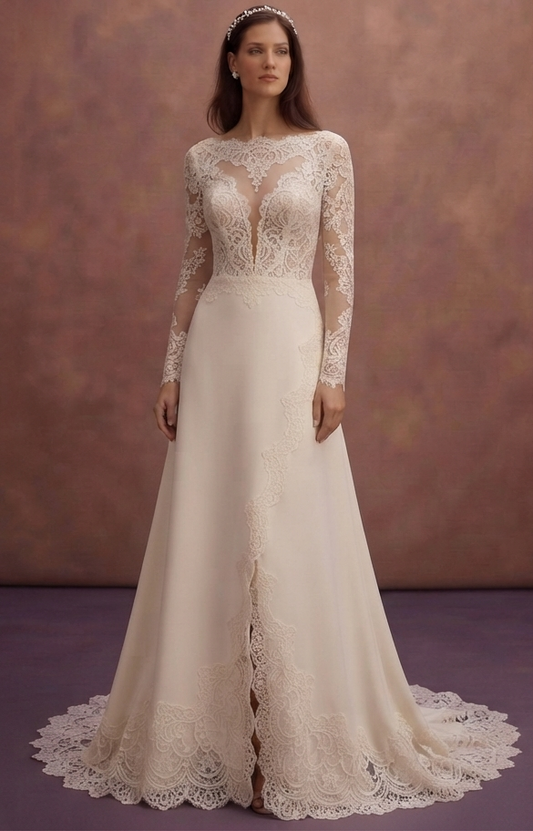 Elegant Wedding Dresses with Scalloped Lace Hemlines