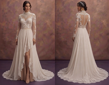 Elegant Wedding Dresses with Scalloped Lace Hemlines