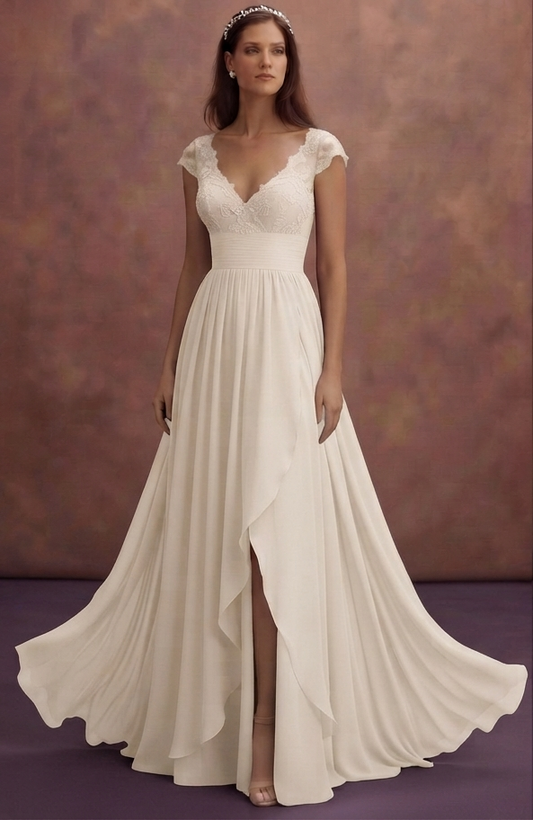 Empire Waist Chiffon Wedding Dresses with Graceful Flow