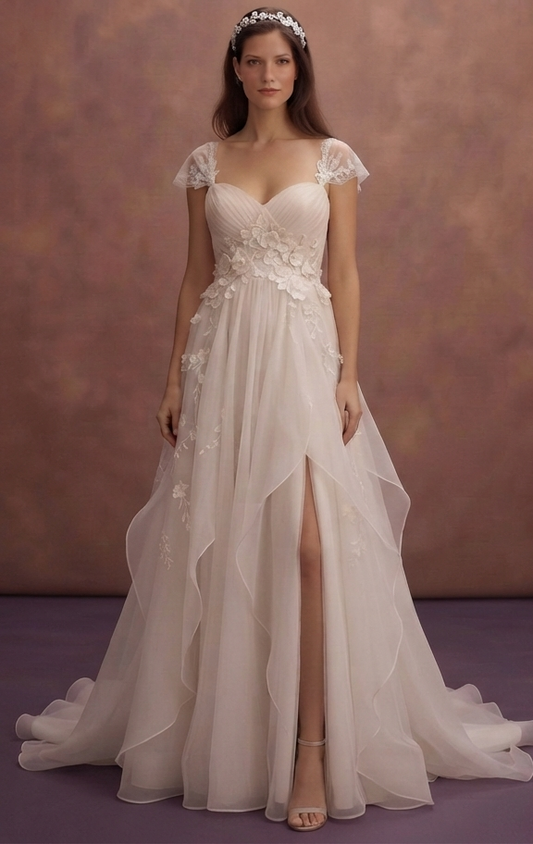 Empire Waist Organza Wedding Dresses with Romantic Style