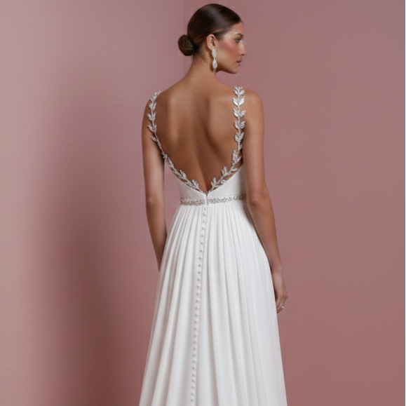 Empire Waist Wedding Dress Greek Long Chiffon Goddess Style