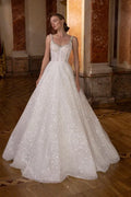 Glitter Sweetheart Wedding Dresses Sequin Lace Up Sleeveless Court Train Bridal Gown