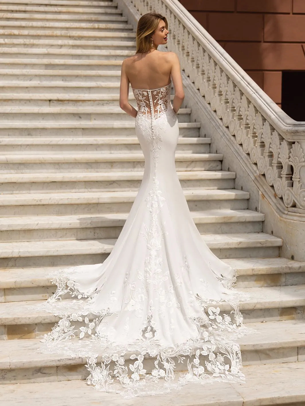 Exquisite Wedding Dress For Woman Mermaid Spaghetti Straps V-Neck Lace Applique Bride Gown Sweep Train Vestido De Customed