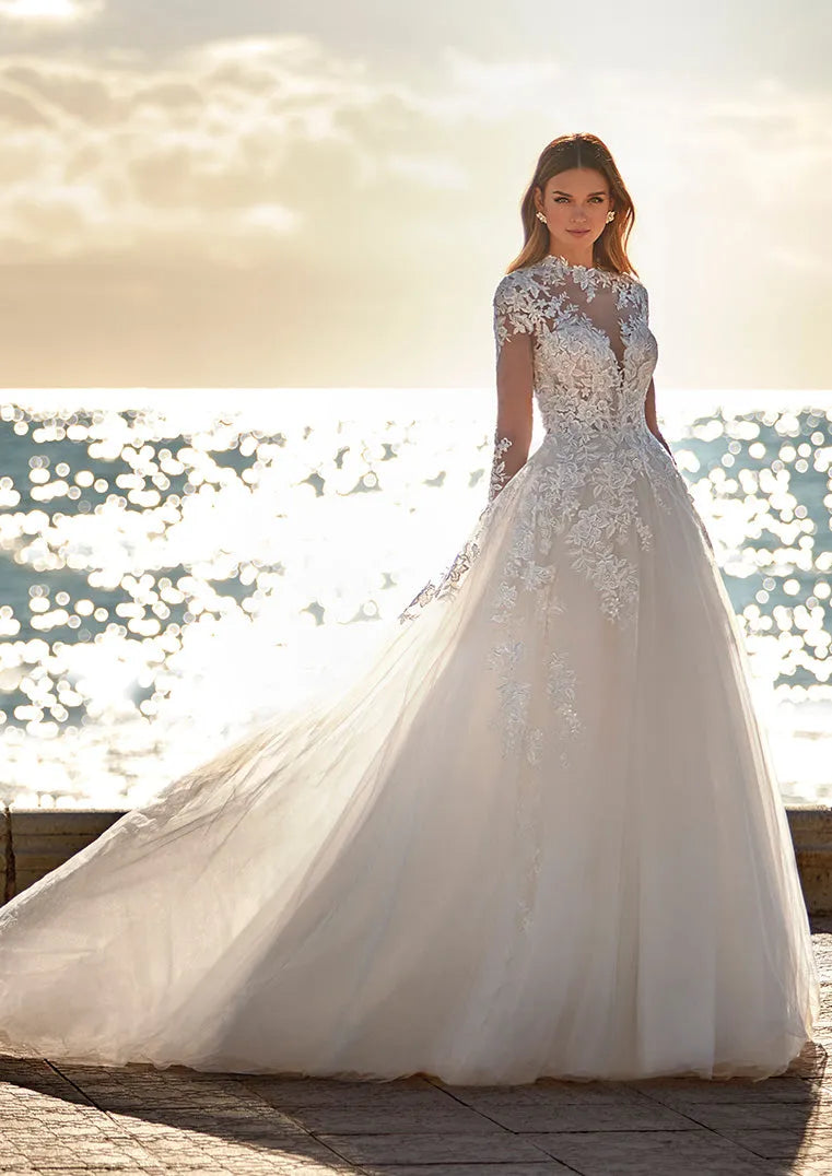 Schiena Scoperta Abito Sposa Collo Alto Pizzo Abiti Da Sposa Da
