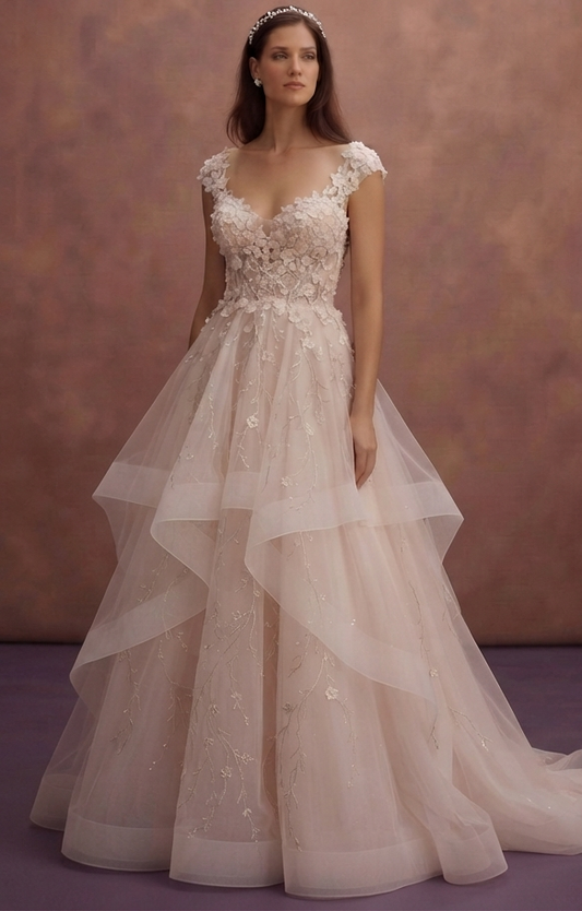 Fairy Tale Wedding Dresses with Layered Tulle Skirts