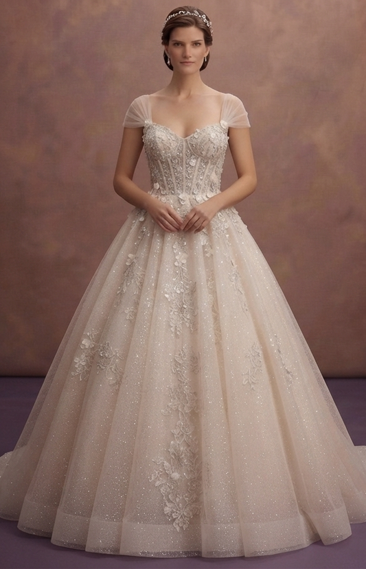 Fairytale Wedding Dresses with Glitter Tulle Layers