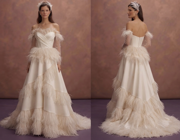 Feather Trim Wedding Dresses with Fashion-Forward Style