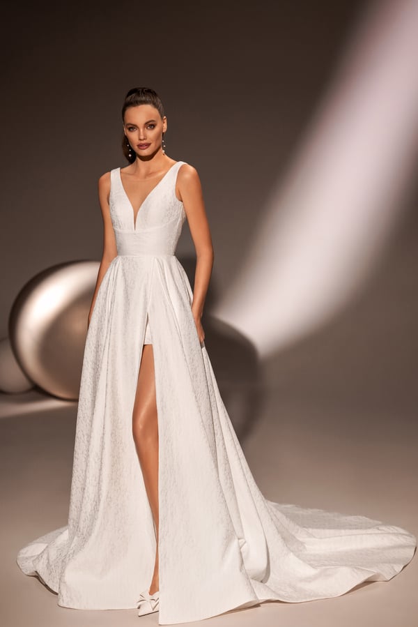 Charming A-Line Wedding Dress with a V-Neckline, Sleeveless Design