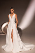 Charming A-Line Wedding Dress with a V-Neckline, Sleeveless Design