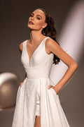 Charming A-Line Wedding Dress with a V-Neckline, Sleeveless Design