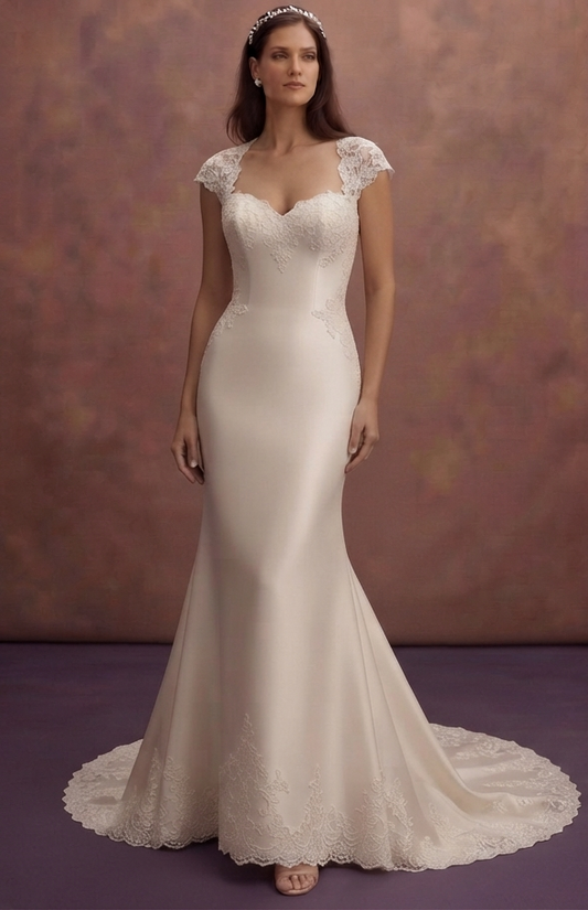 Fit and Flare Satin Wedding Dresses with Classic Elegance