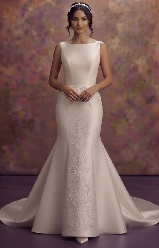 Fit and Flare Satin Wedding Dresses with Timeless Beauty