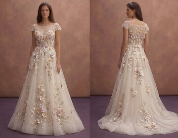 Floral Appliqué Wedding Dresses with Romantic Details