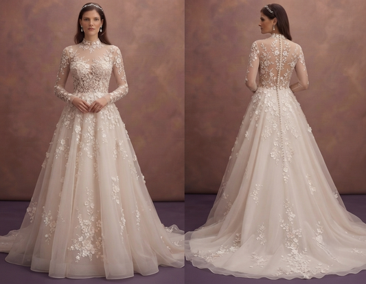 Floral Embroidered Wedding Dresses with Romantic Details
