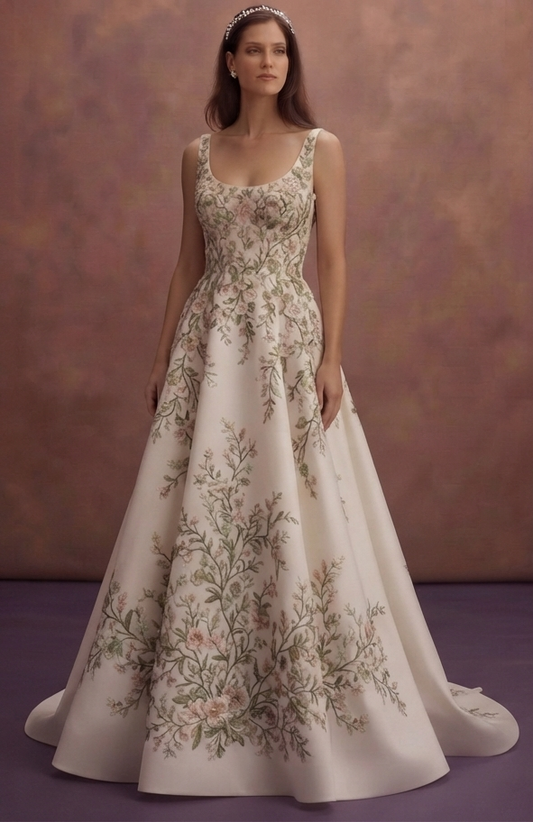 Floral Embroidery Wedding Dresses with Botanical Elegance