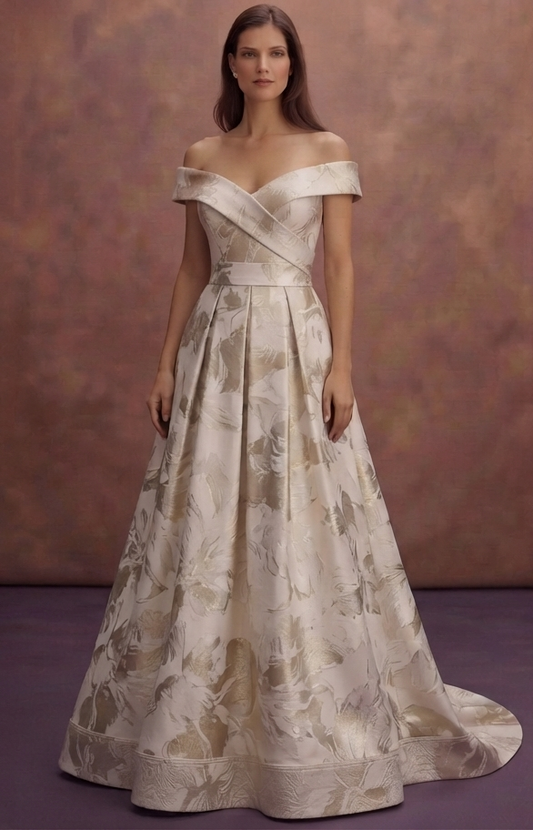 Floral Jacquard Wedding Dresses with Contemporary Design
