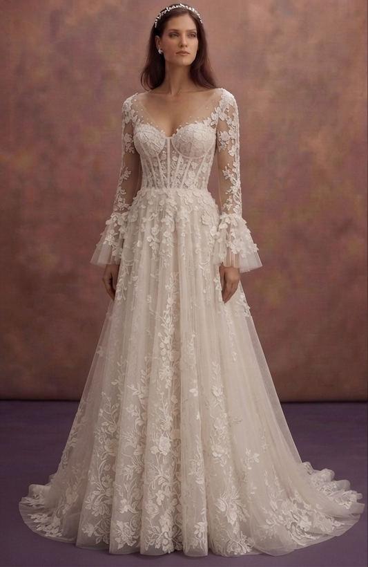 Floral Lace Bridal Dresses with Romantic Details