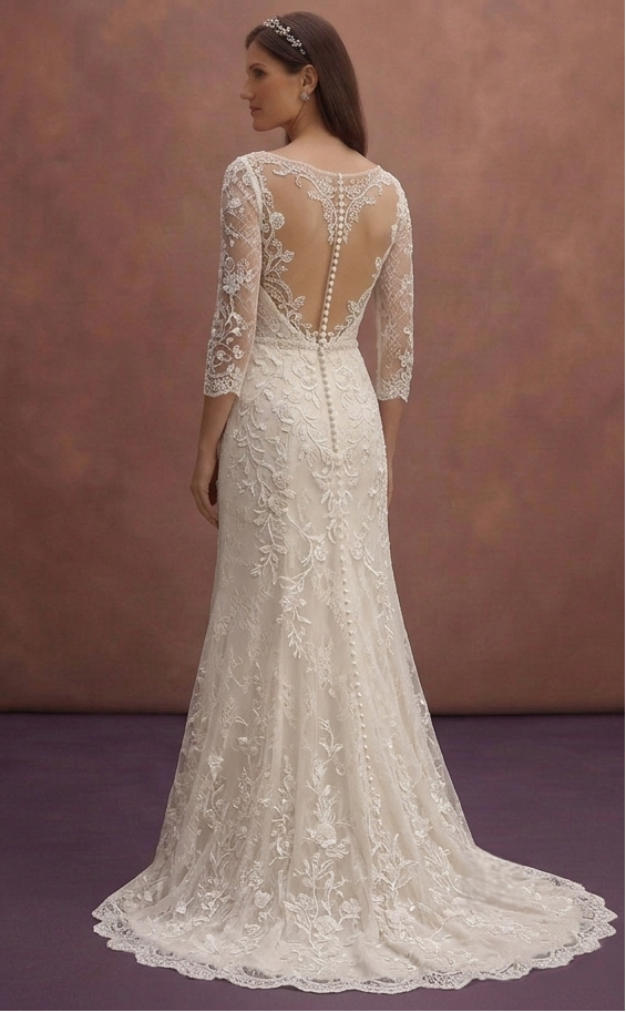 Floral Lace Wedding Dresses with Delicate Embroidery
