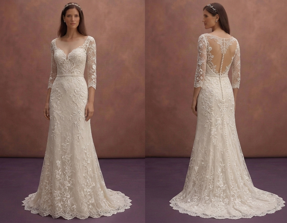 Floral Lace Wedding Dresses with Delicate Embroidery