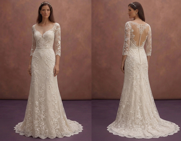 Floral Lace Wedding Dresses with Delicate Embroidery