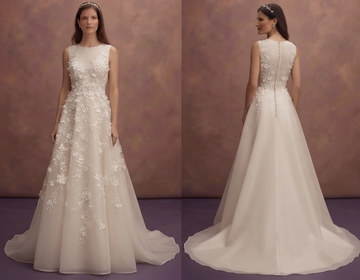 Floral Organza Wedding Dresses with Delicate Appliqués