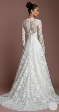 Floral Wedding Dress Subtle Long Embroidery Lace Bridal