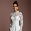 Floral Wedding Dress Subtle Long Embroidery Lace Bridal