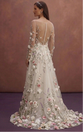 Garden Bridal Dresses with Floral Organza Appliqués