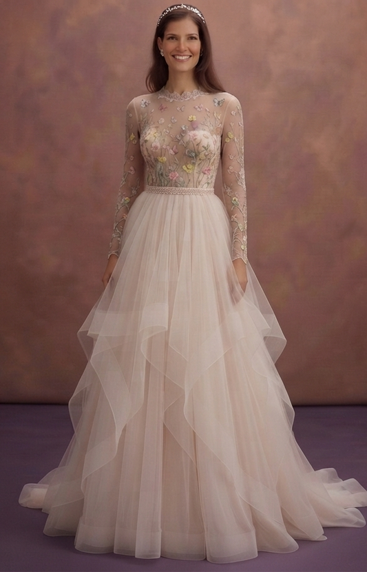 Garden Party Wedding Dresses with Soft Tulle Layers