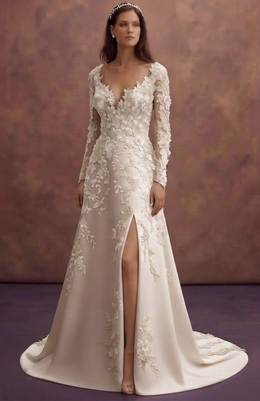 Garden Wedding Dresses with Botanical Lace Designs