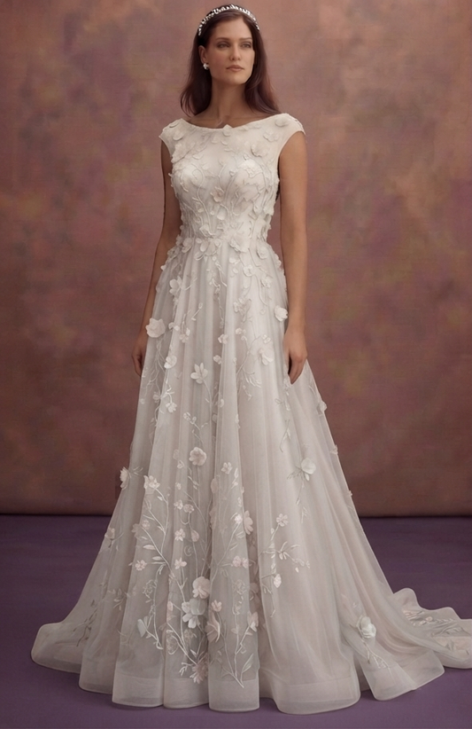 Garden Wedding Dresses with Floral Lace Patterns