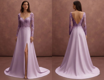 Robe de mariée violette élégante pour la mariée – Robe de mariée lavande romantique