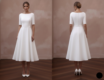 Simple Minimalist Wedding Dress Chic Civil Ceremony Bridal Dress